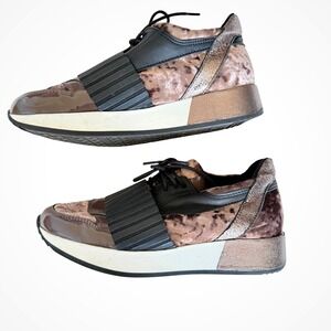 Bronx Women Velvet Metallic Platform Sneakers Mauve Bronze Mixed Media Size 39